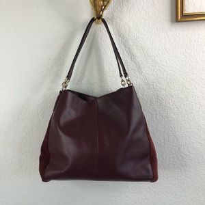 Coach Maroon Madison Phoebe Suede Leather Leather Tote Bag